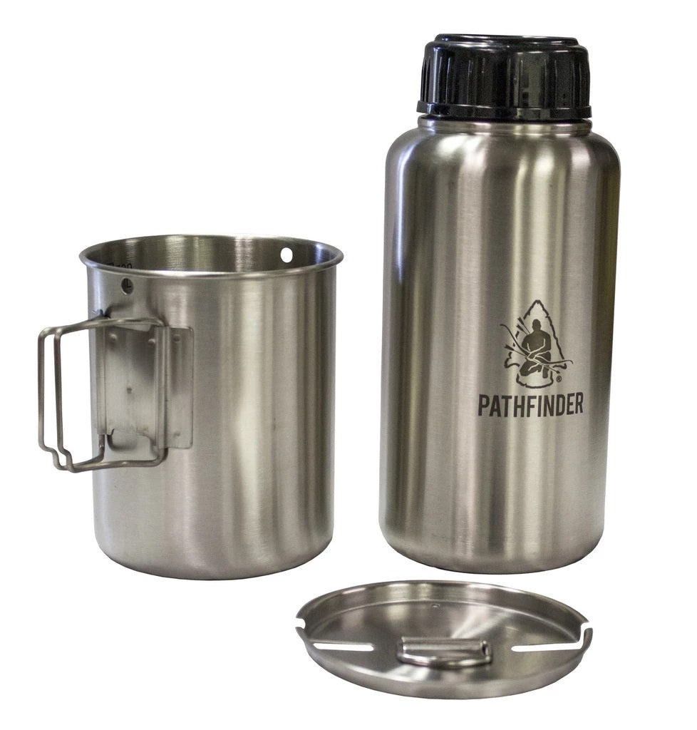 Pathfinder Steel Water Bottle and Nesting Cup Set – Survival Gear