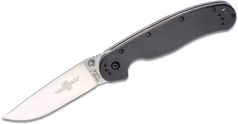 Ontario RAT Model 1 Folding Knife 3.6" Satin Plain Blade, Black Nylon Handles - 8848