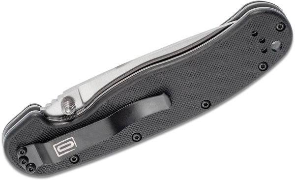Ontario RAT Model 1 Folding Knife 3.6" Satin Plain Blade, Black Nylon Handles - 8848