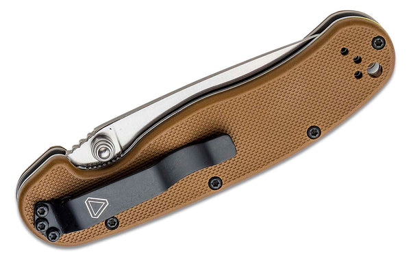 Ontario RAT Model 1 Folding Knife 3.6" Satin Plain Blade, Coyote Brown Nylon Handles - 8848CB