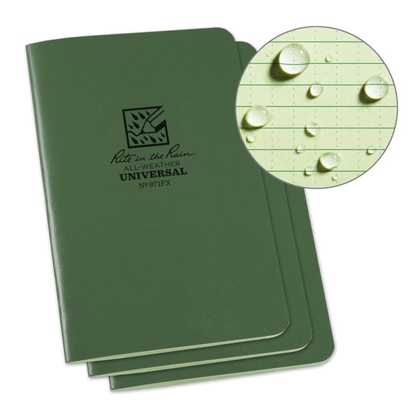Rite in the Rain Stapled All Weather Mini Notebook 3-pack Green