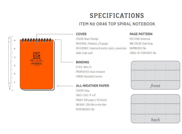 Rite In The Rain Top-Spiral 4x6 Notebook  